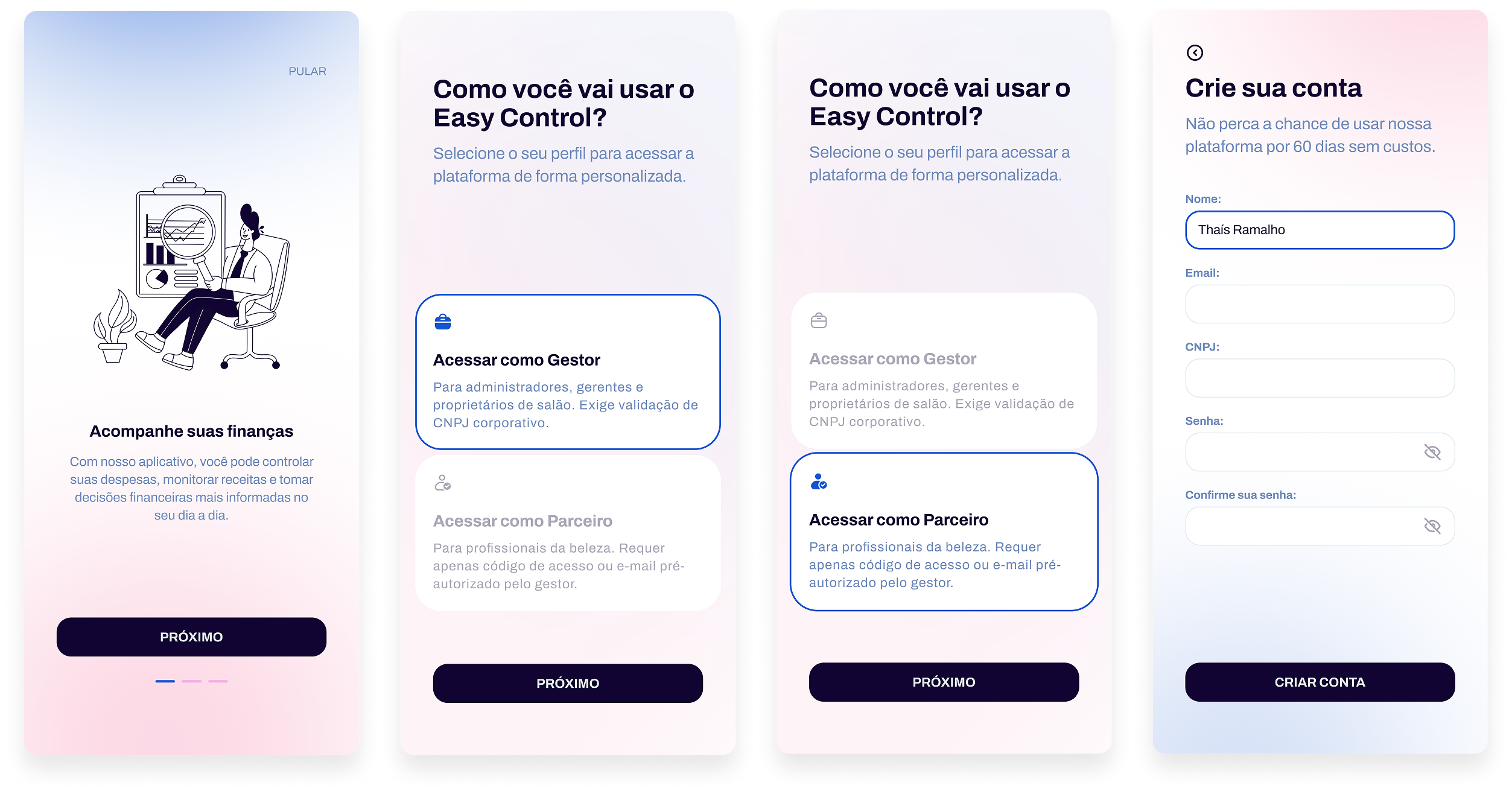 Fluxo de acesso Easy Control